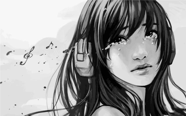 Garota anime em sketch de lápis está disponível para download gratuito no Stockcake