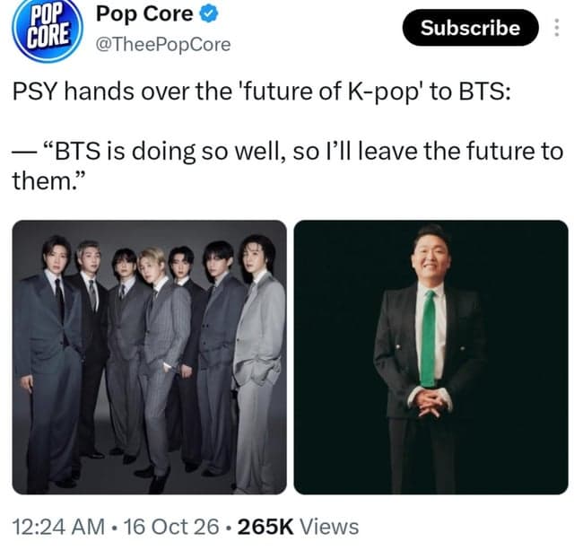 PSY declara que o futuro do K‑pop está nas mãos do BTS no PBI Seoul 2026