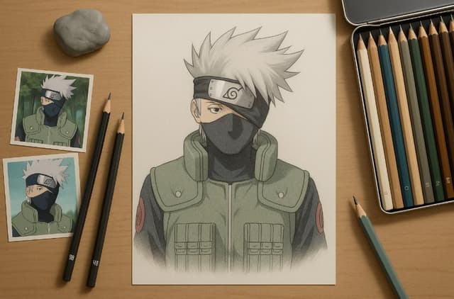Kakashi inspira fãs a desenhar com lápis e muita paciência