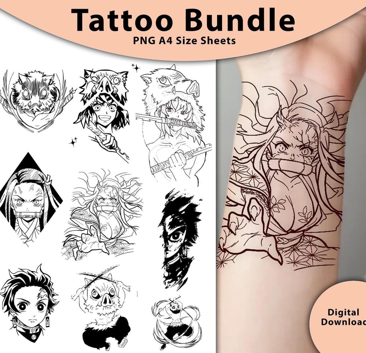 Kaiju Drinks Tattoo Flashes à venda por 300 € e original em aquarela para fãs de Godzilla