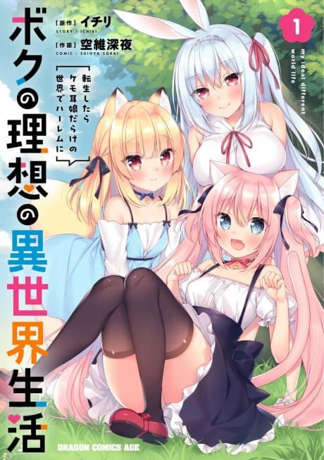Capa de Boku no Risou no Isekai Seikatsu: Tensei shitara Kemomimi Musume darake no Sekai de Harem ni