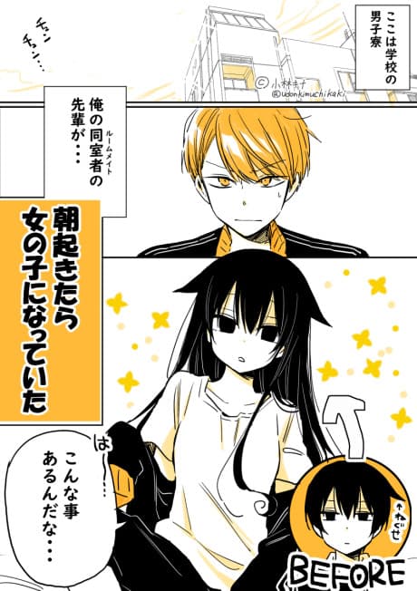Capa de Mendokusagari Danshi Koukousei ga Asa Okitara Onnanoko ni Natteita Hanashi
